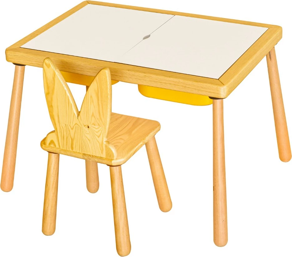 Set tavoline me karrige për fëmijë, ngjyrë e verdhë, Skye Decor