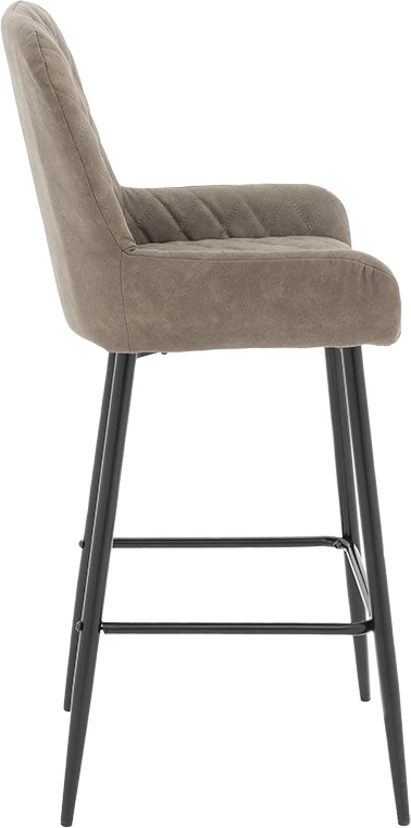 Karrige për bar Delicacy këmbë metalike të zeza-material ngjyrë gri-kafe antike