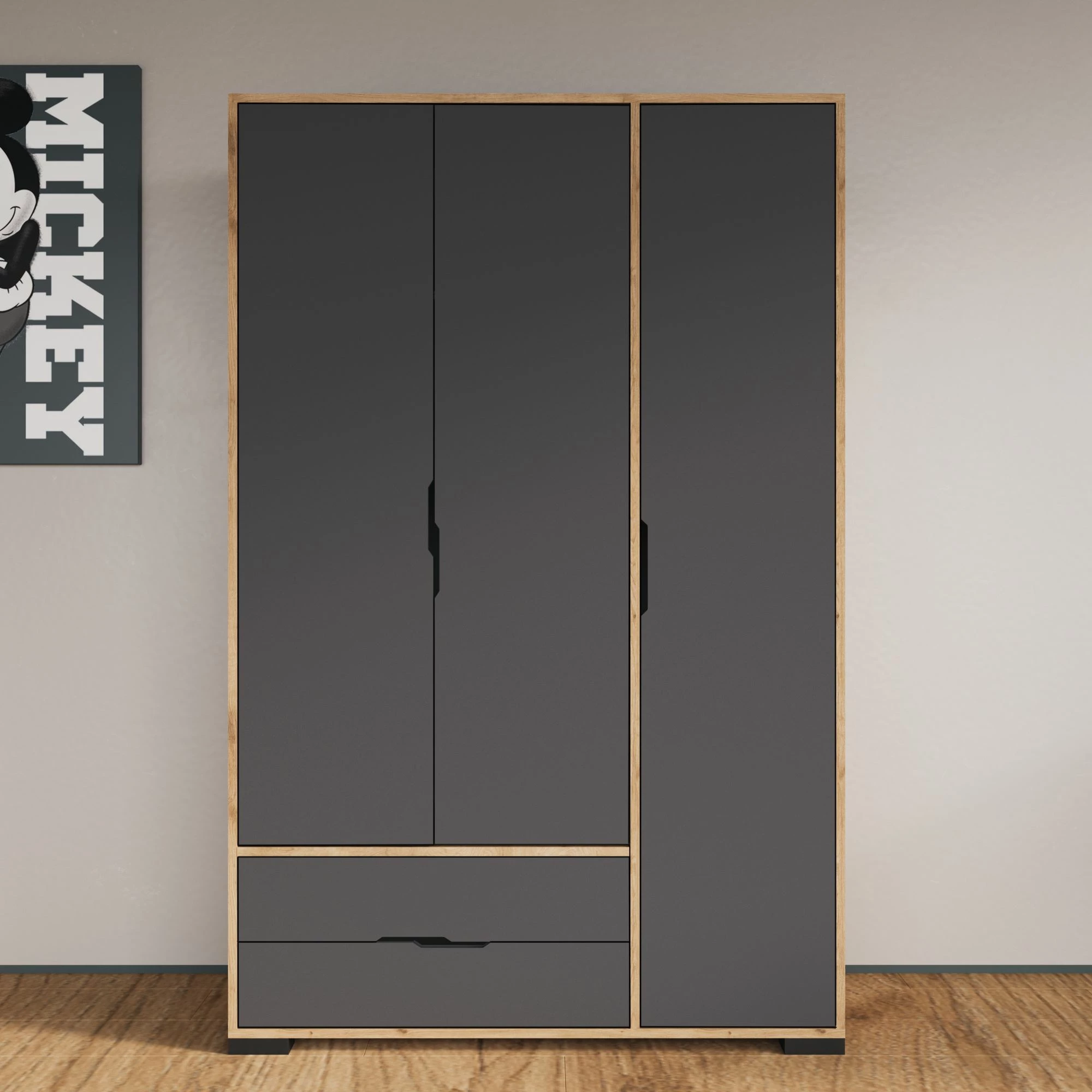 Dollap Skye Decor me sirtarë Royal 120, ngjyrë lis dhe antracit