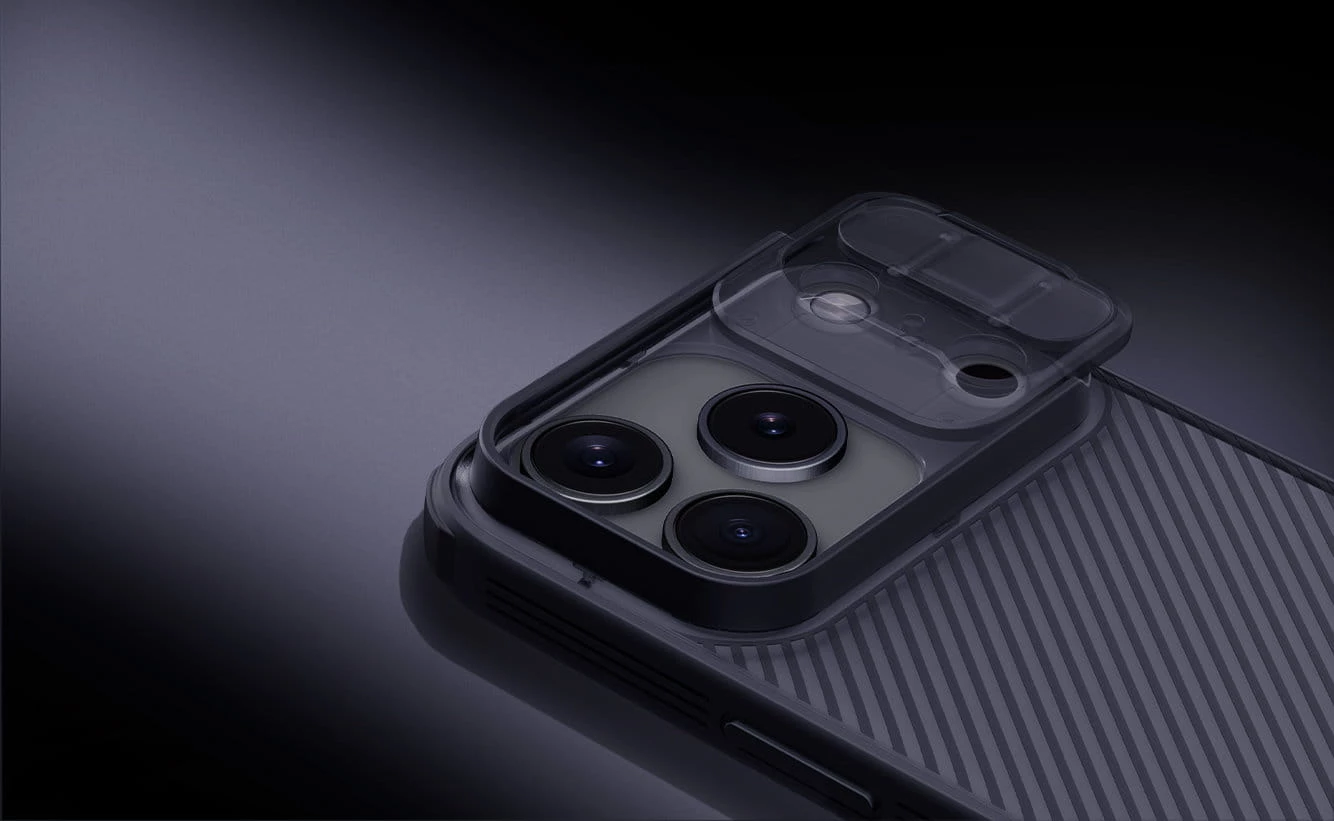 Mbështjellës NILLKIN CamShield Pro për iPhone 17 Pro, me kapak mbrojtës për kamerë, i zi