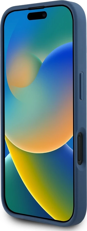 Mbështjellës Guess Grained Roses Big 4G logo për iPhone 16, Blu