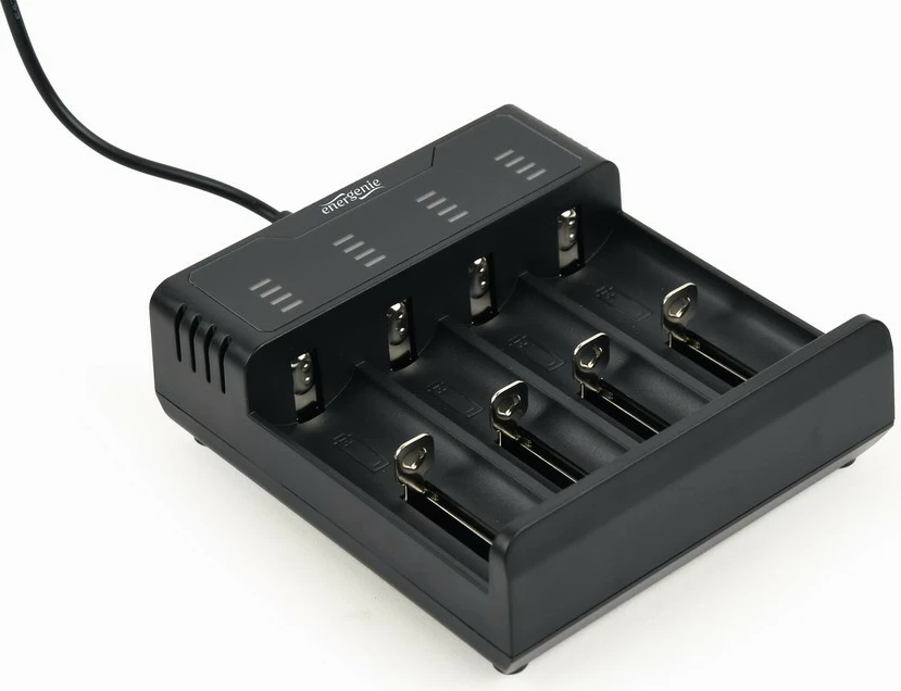 Karikues baterish USB Gembird BC-USB-02, Ni-MH/Ni-Cd + Li-ion, 4 slote, me funksion powerbank 5V/2A, i zi
