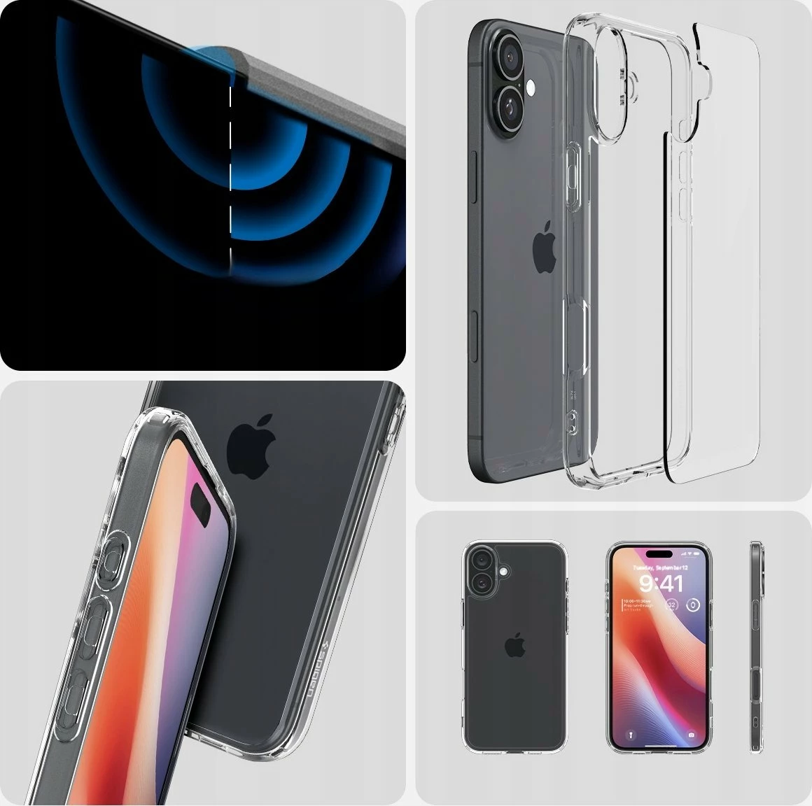 Mbështjellës Spigen Ultra Hybrid ACS08197 për iPhone 16 6.1\" (2024), crystal clear, plastik, transparent