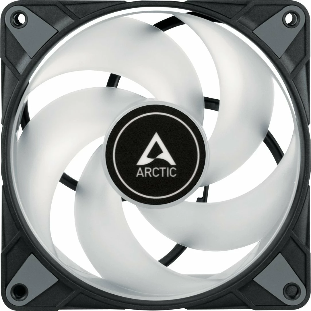 Ventilatorë për kasë PC Arctic P12 PWM PST RGB 0dB 120mm 3-pack + hub, bardh/zi
