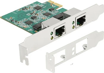 Kartë rrjeti PCIe DeLOCK RTL8125, 2x RJ45 2.5GbE, low-profile, e bardhë