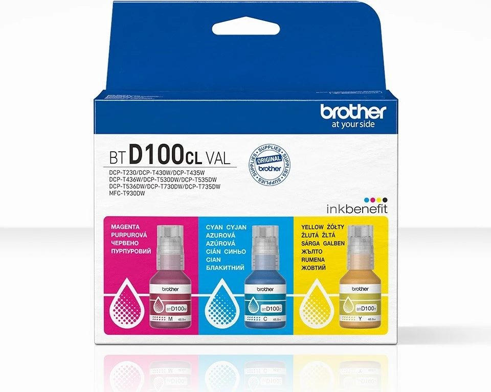 Set boje printeri Brother BTD100CLVAL, origjinal, për Brother, Magenta/Cyan/Yellow