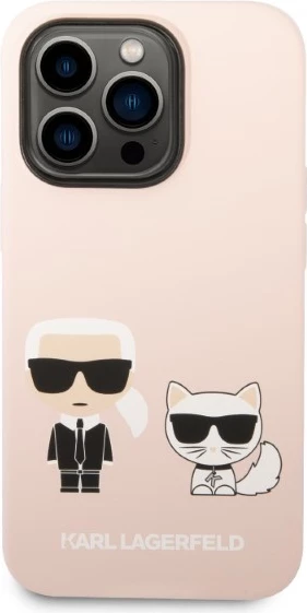 Mbështjellës Karl Lagerfeld KLHMP14XSSKCI për iPhone 14 Pro Max 6.7", silikon, MagSafe, rozë e çelur