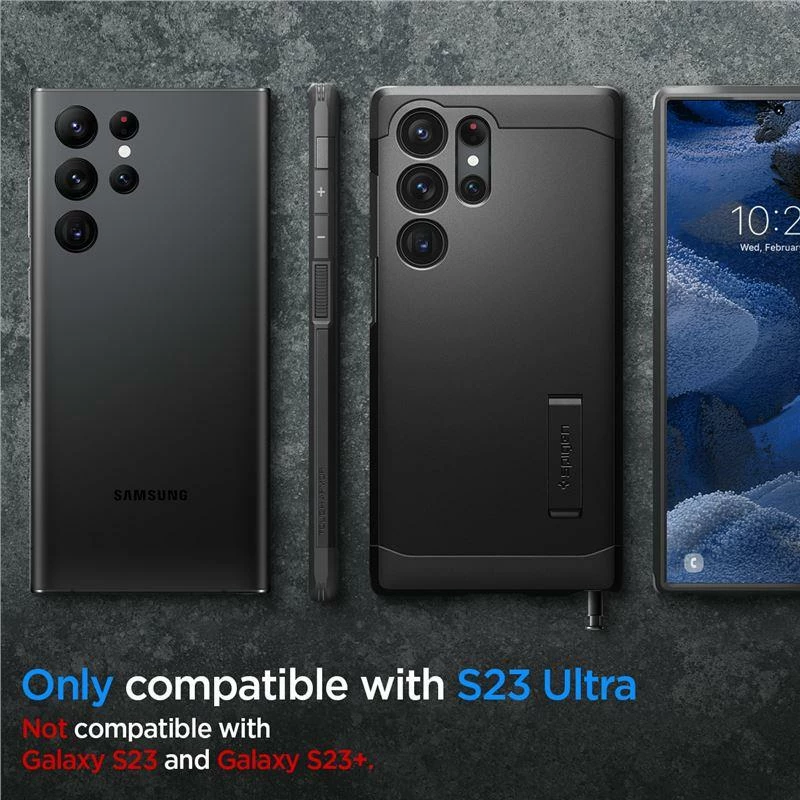 Mbështjellës Spigen Tough Armor për Samsung Galaxy S23 Ultra, i zi