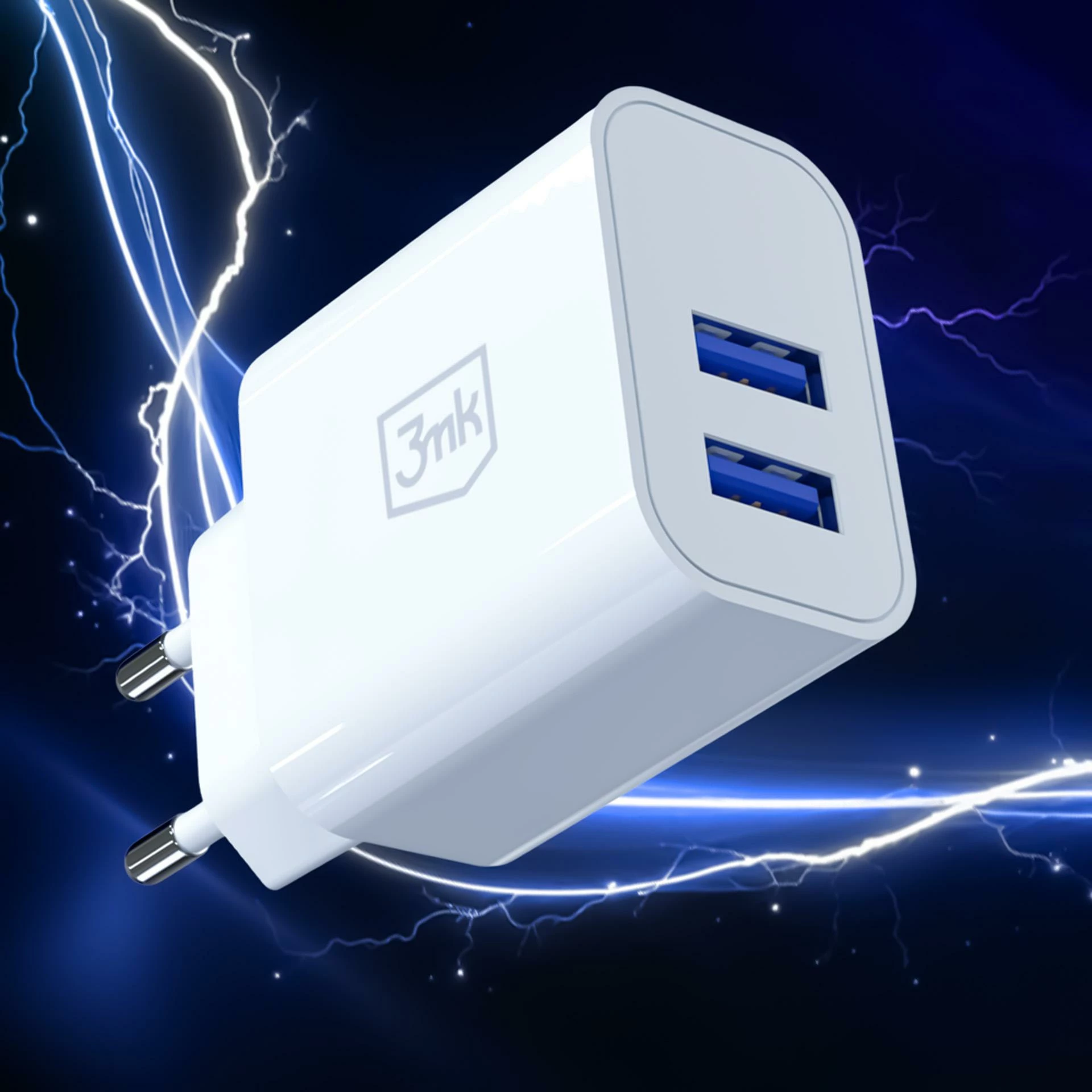 Karikues muri 3mk FlowPower 10W 2x USB-A 2.4A, i bardhë, 1 copë