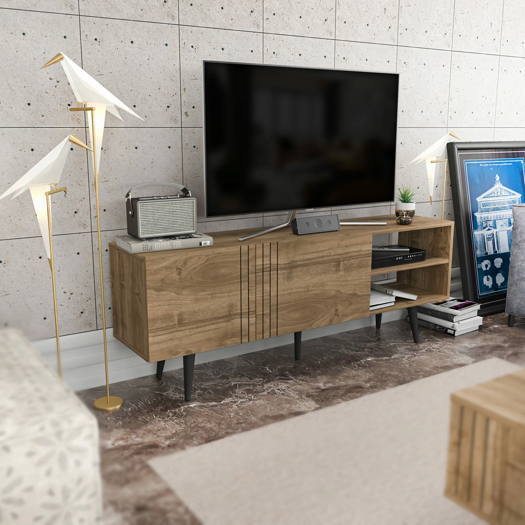 Komodë TV Hanah Home, Ronas, ngjyrë arre
