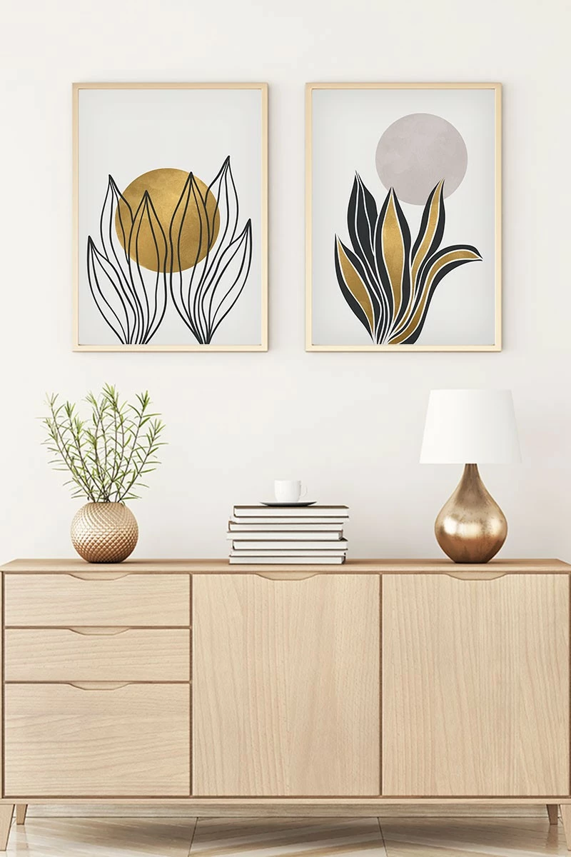 Pikturë dekorative me kornizë MDF (2 copë), Wallity, Huhu78, 50x35cm