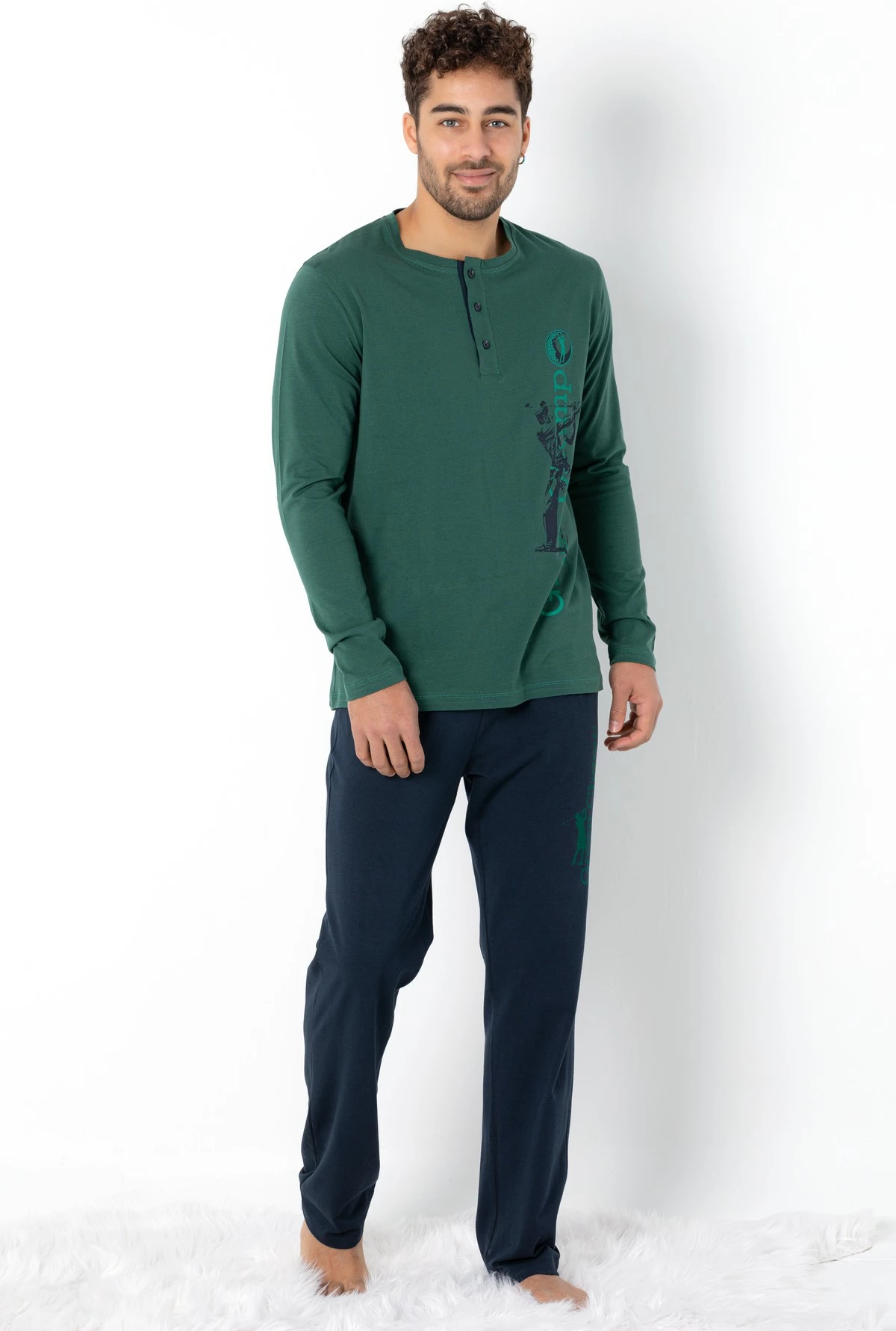 Set pizhamash për burra Jumeon, 002-000699004, ngjyrë e gjelbër