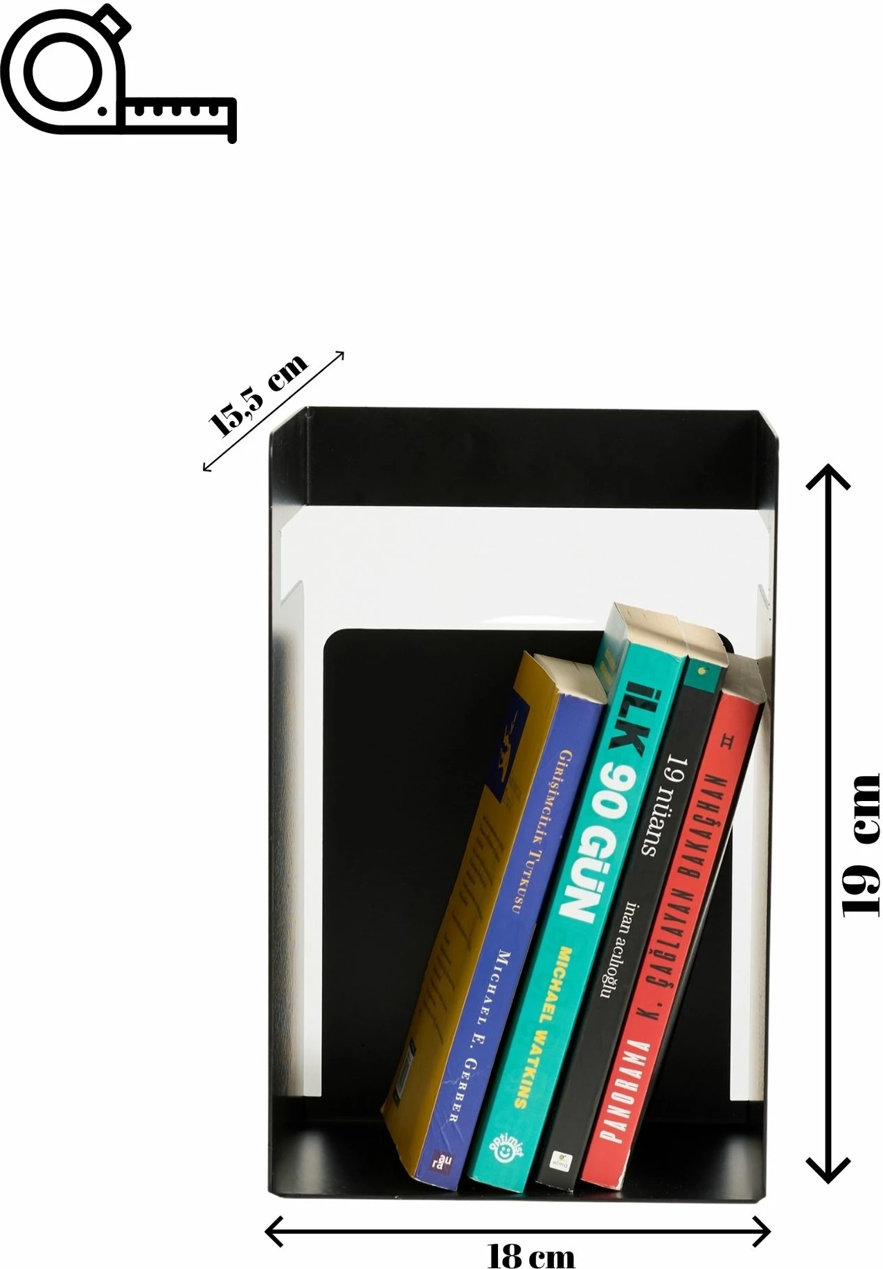 Mbajtës librash Skye Decor, formë kube, ngjyrë e zezë