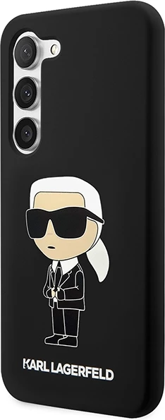 Mbështjellës celulari, Karl Lagerfeld, Liquid Silicone Ikonik Karl, për Samsung Galaxy S23+, hardcase silikon, i zi