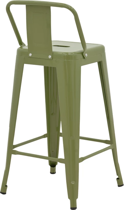 Karrige për bar me shpinore Utopia, metal, ngjyrë ulliri e errët, 42x42x86cm