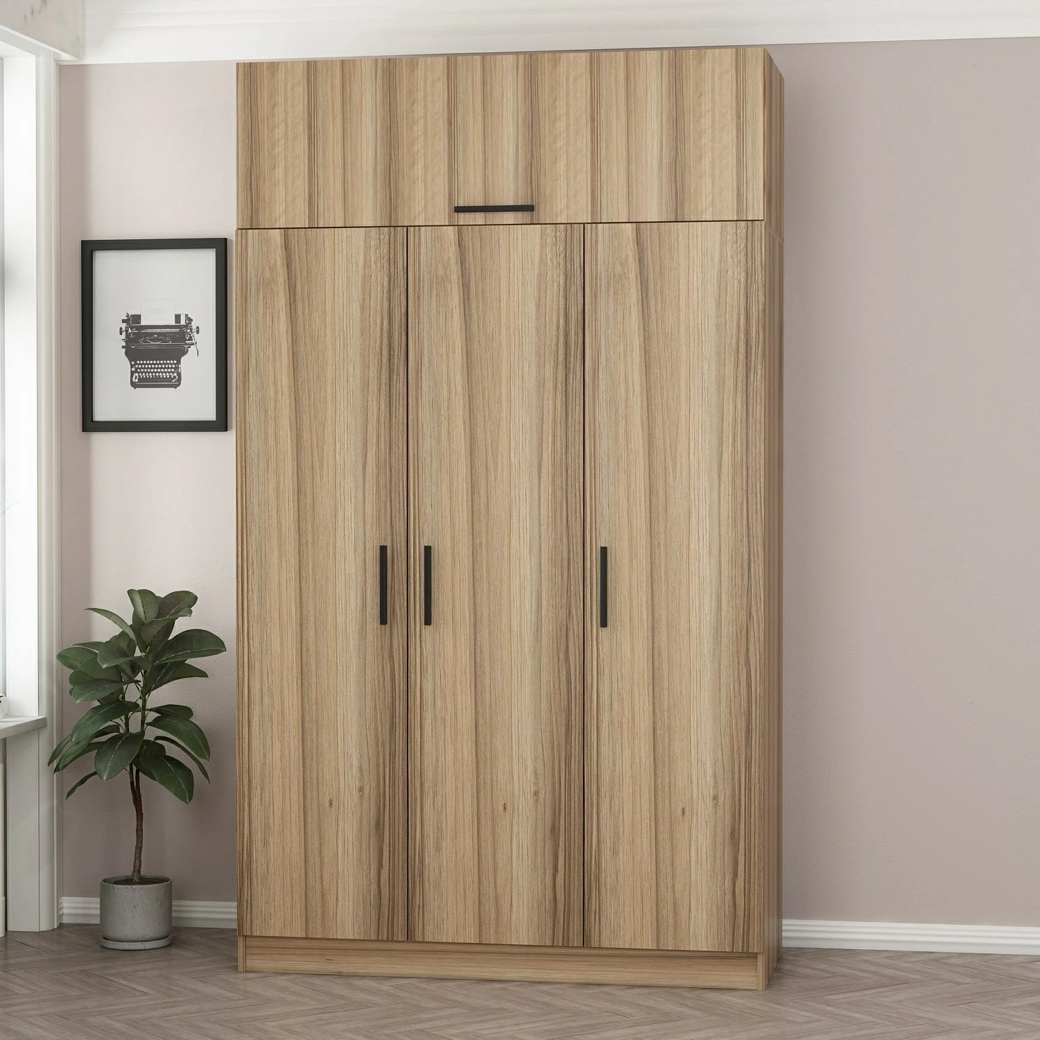 Dollap Skye Decor, 3 kapak, 2 sirtar, ngjyrë dore, 255cm