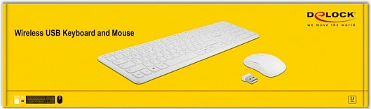 Set tastierë dhe maus DeLOCK, 2.4 GHz wireless, QWERTZ gjermanisht, 1600 DPI, e bardhë