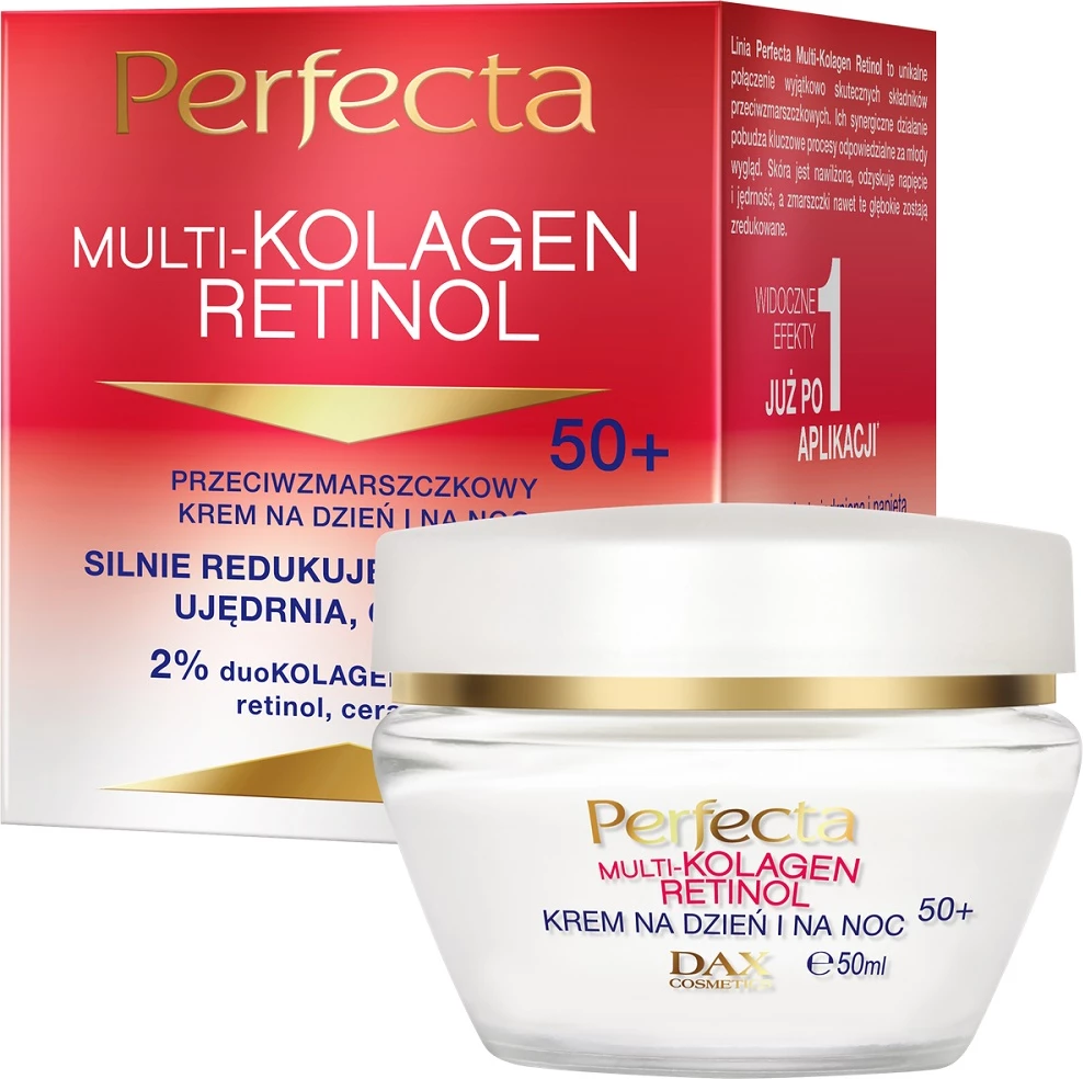 Krem për fytyrë për femra Perfecta Multi-Collagen Retinol Anti-Wrinkle Day and Night Cream 50+, 50ml