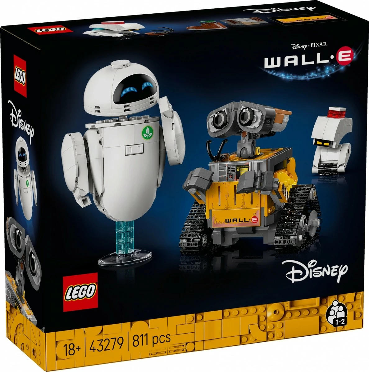 Set LEGO Disney Pixar WALL-E dhe EWA 43279, 811 pjesë, për të rritur