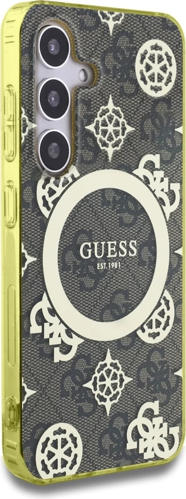 Mbështjellës Guess për Samsung Galaxy S25, MagSafe, Peony Pattern, Kafe