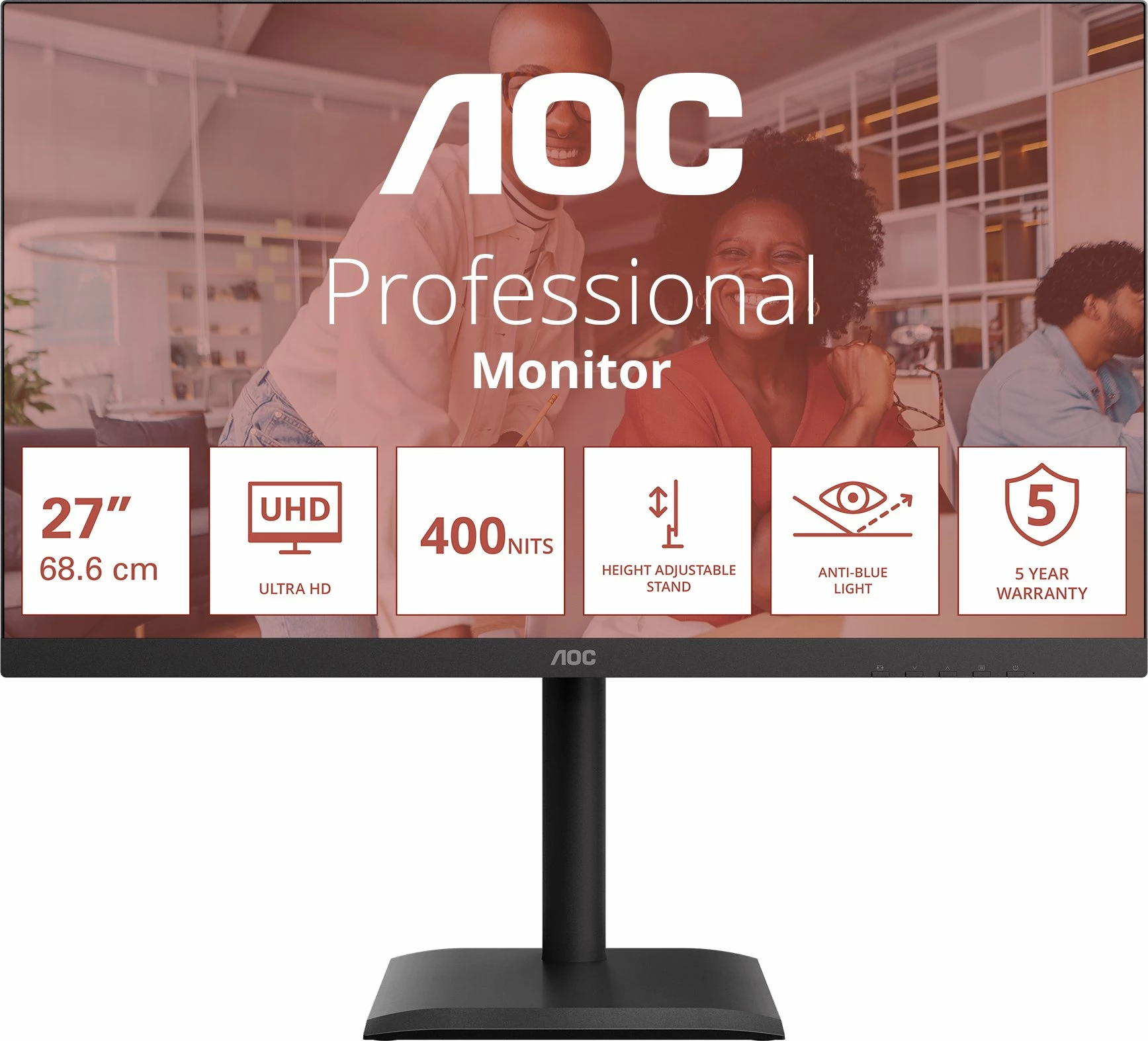 Monitor AOC U27E4CV 27\" 4K UHD IPS USB-C PD 90W 60Hz, i zi