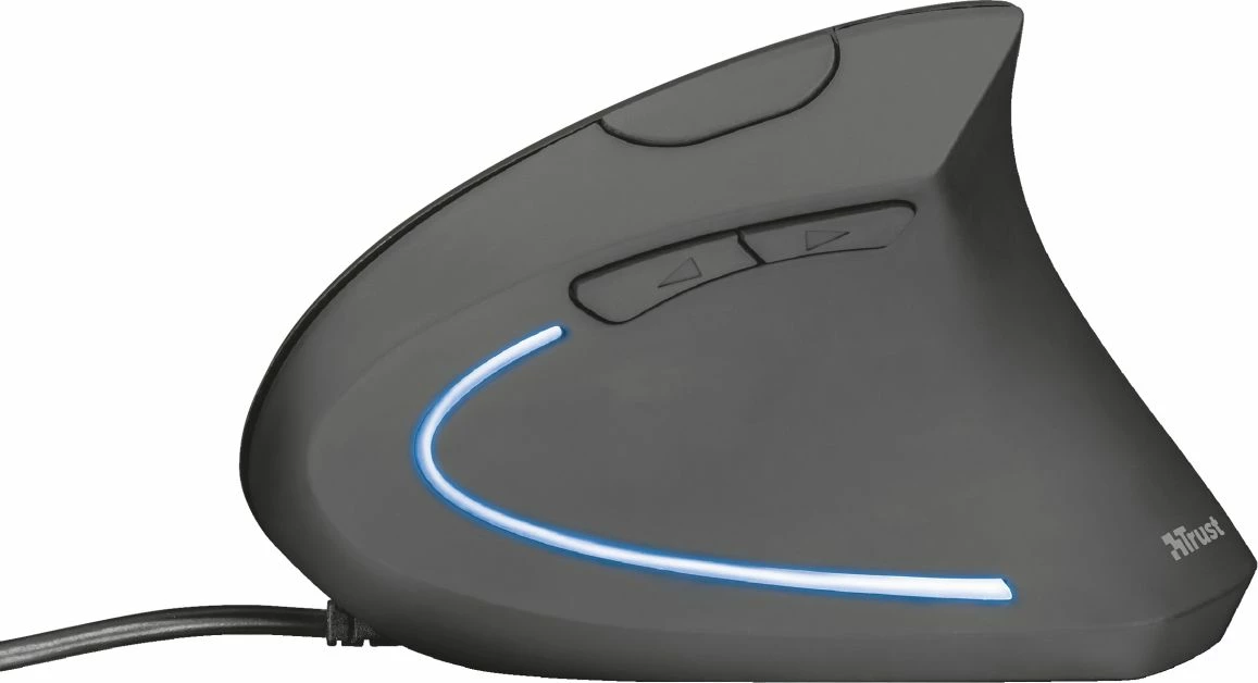 Maus ergonomik vertikal Trust Verto 22885 1600 DPI USB, 6 butona, për të djathtë, e zezë