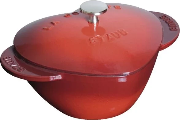 Tenxhere Cocotte 20 cm, formë zemre, ngjyrë qershi e kuqe, prej gize - Staub