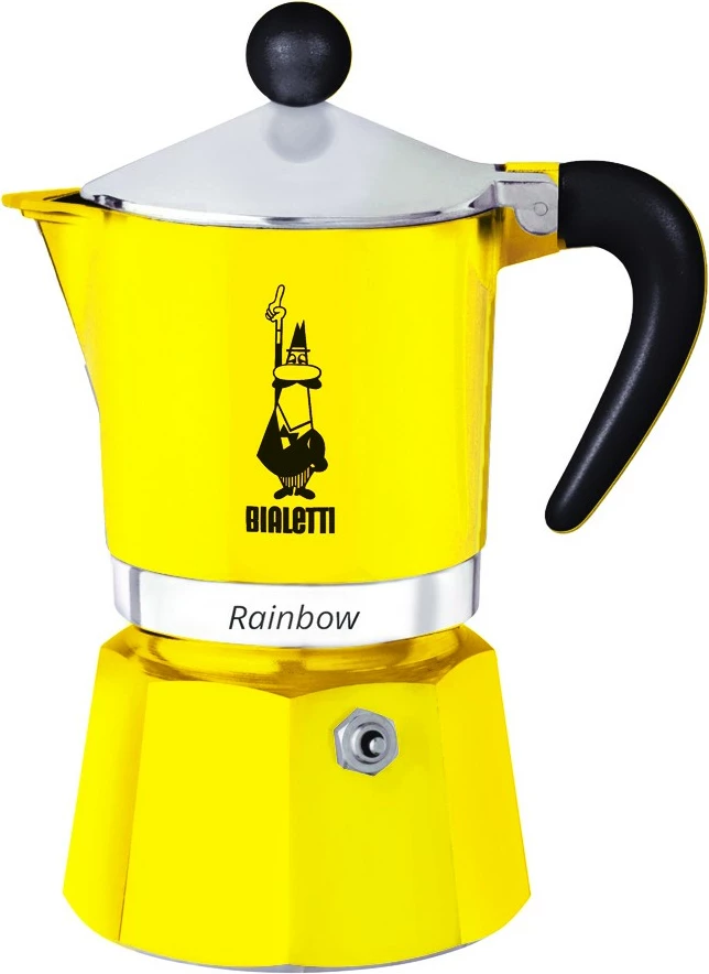 Moka pot Bialetti Rainbow 3 filxhana, alumini, zi verdhë