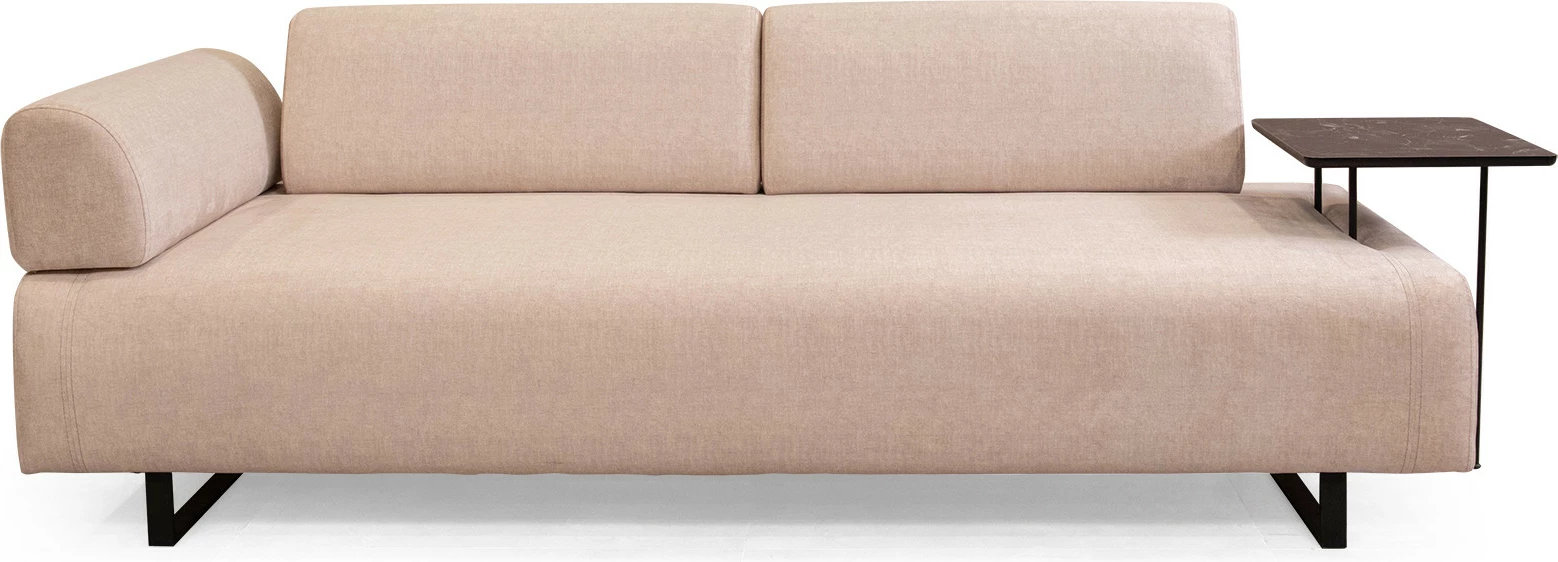 Divan-krevat treshe Infinity me tavolinë anësore, bezhë