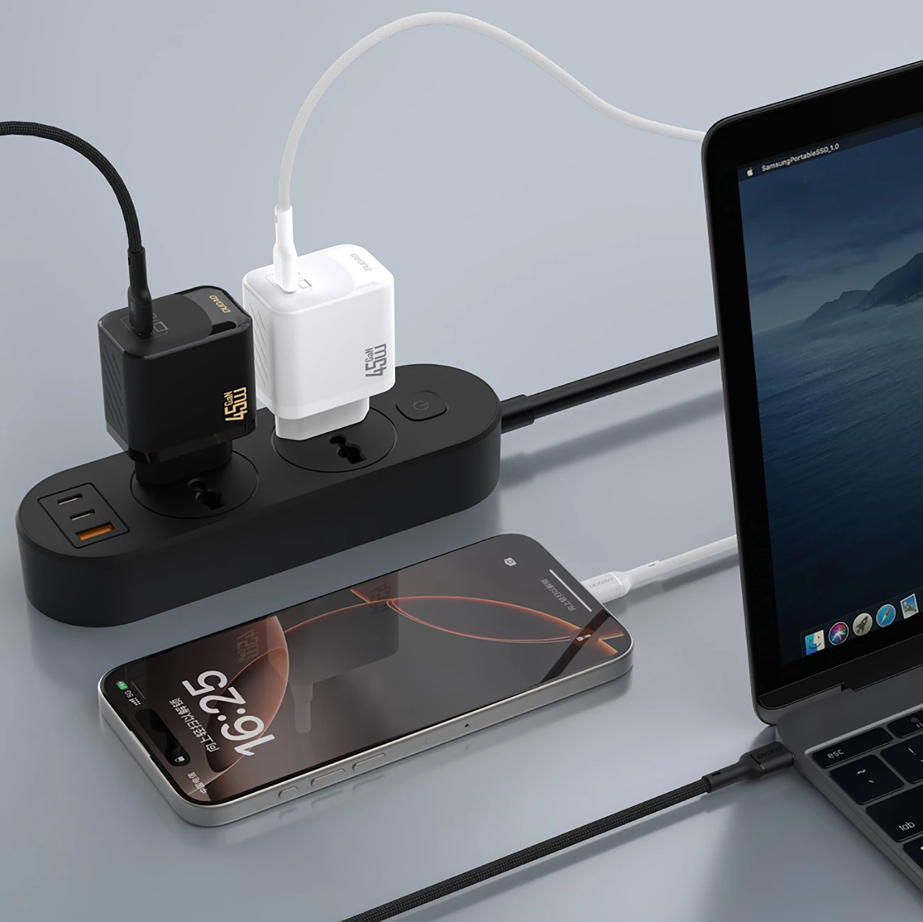 Karikues muri Dudao A28, GaN, 45W, USB-C, i bardhë