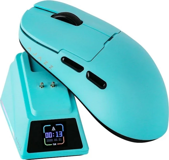 Maus Ajazz AJ159 APEX, wireless/USB-C, 42000 DPI, 8K, me stacion karikimi, kaltër