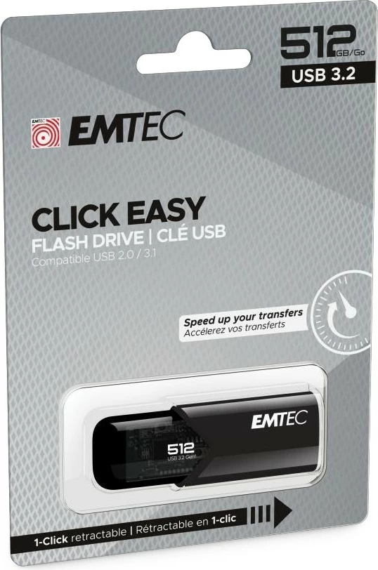 USB stick EMTEC Click Easy B110 512GB, e zezë