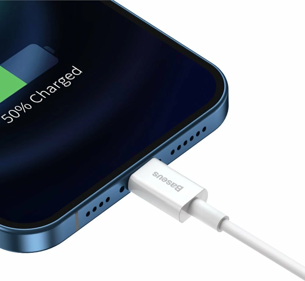 Kabllo Baseus Superior CALYS-A02, USB në Lightning, 1m, 2.4A, Bardhë