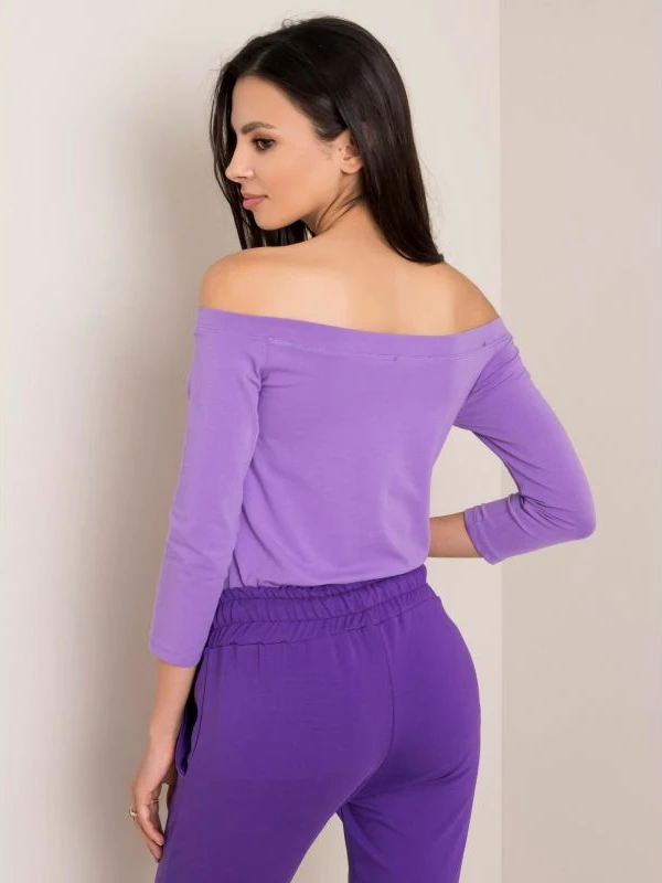 Bluzë off-the-shoulder për femra BASIC FEEL GOOD, vjollcë