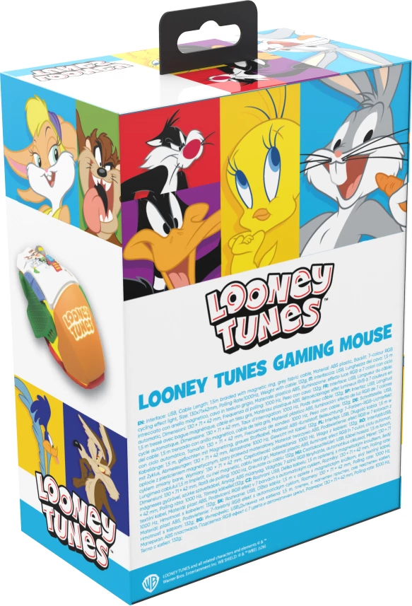 Maus gaming Spawn Looney Tunes RGB, 12800 DPI, 7 butona, USB-A me kabllo të gërshetuar