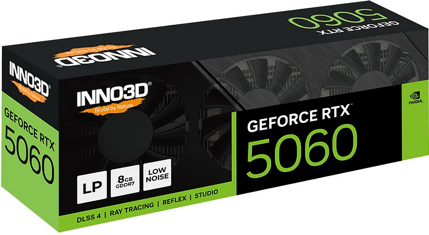 Kartelë grafike Inno3D GeForce RTX 5060 X3 LP, 8GB GDDR7, 3 fan, e zezë
