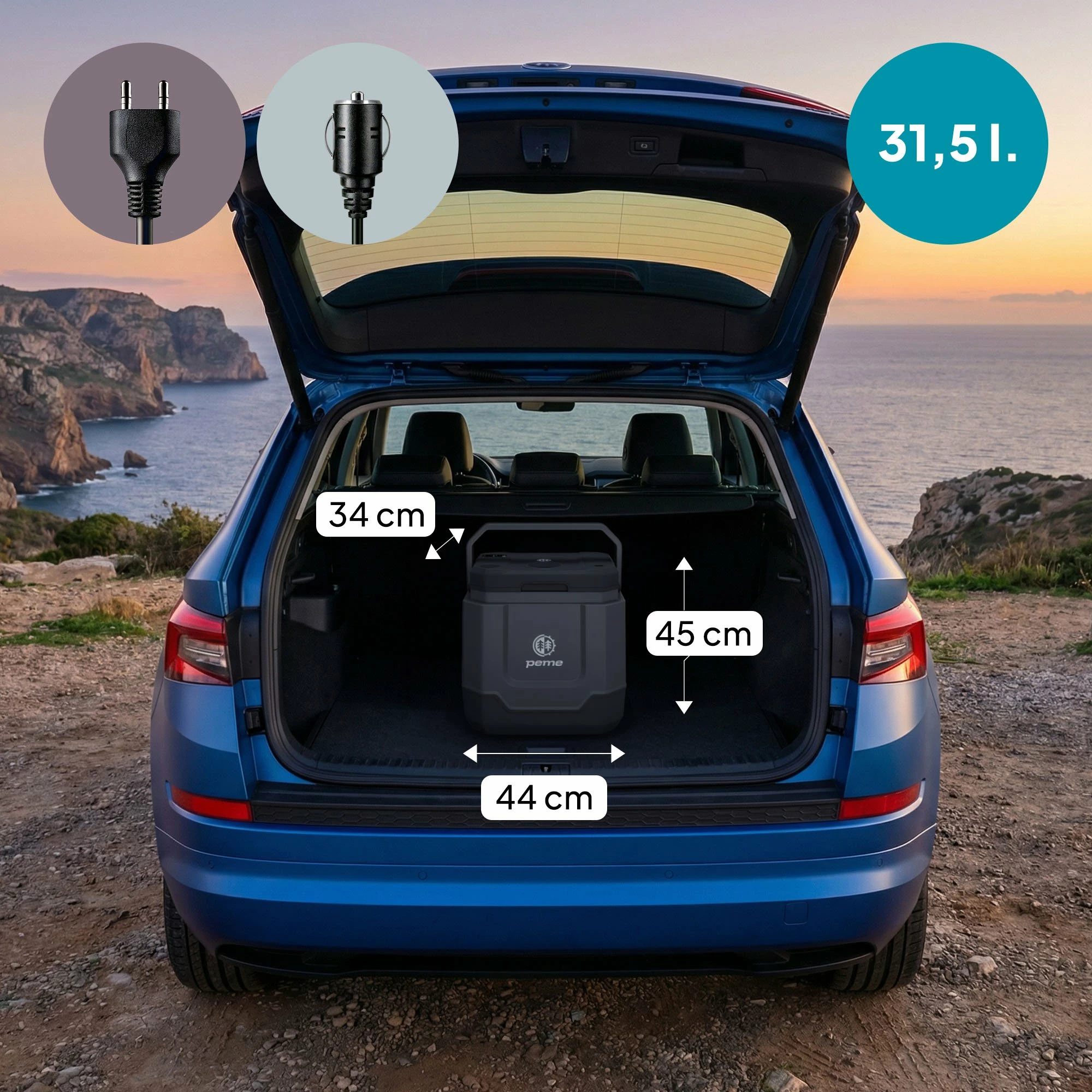 Frigorifer udhëtimi Peme Trip 31.5 L, ftohje/ngrohje, Bluetooth, USB, 12V/230V, i zi
