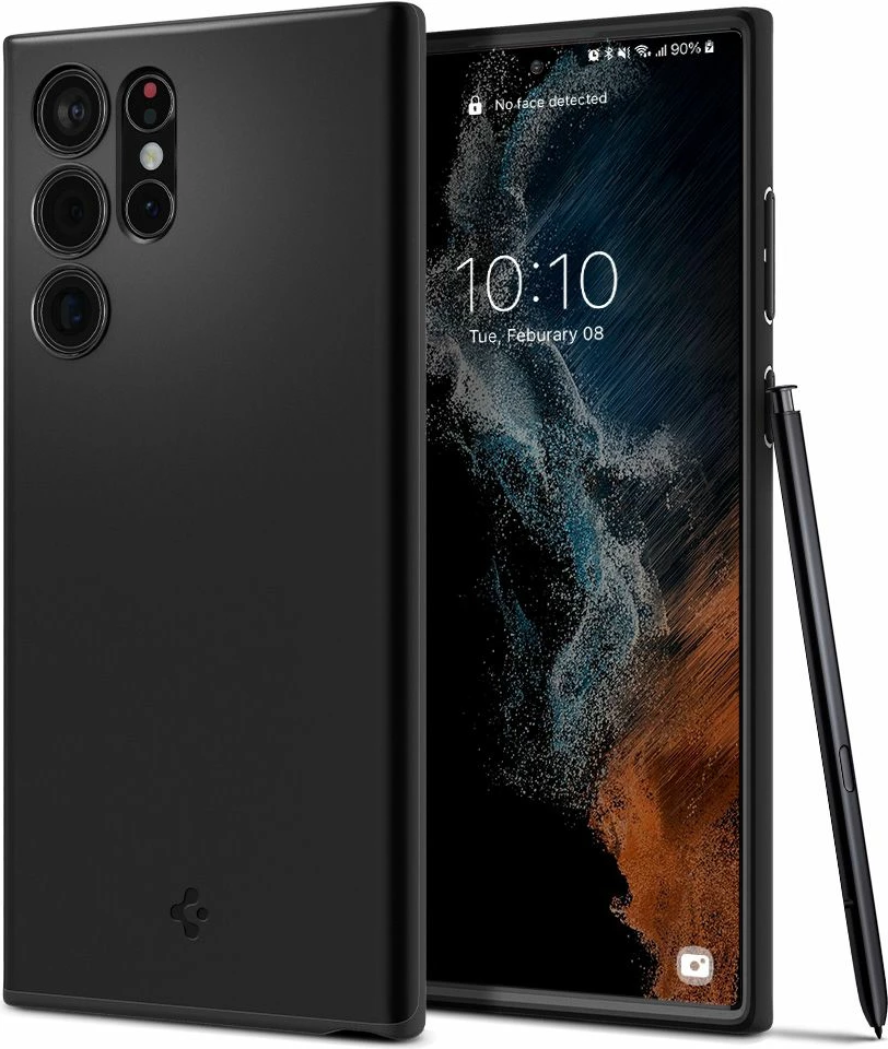 Mbështjellës Spigen Thin Fit për Samsung Galaxy S22 Ultra, i zi