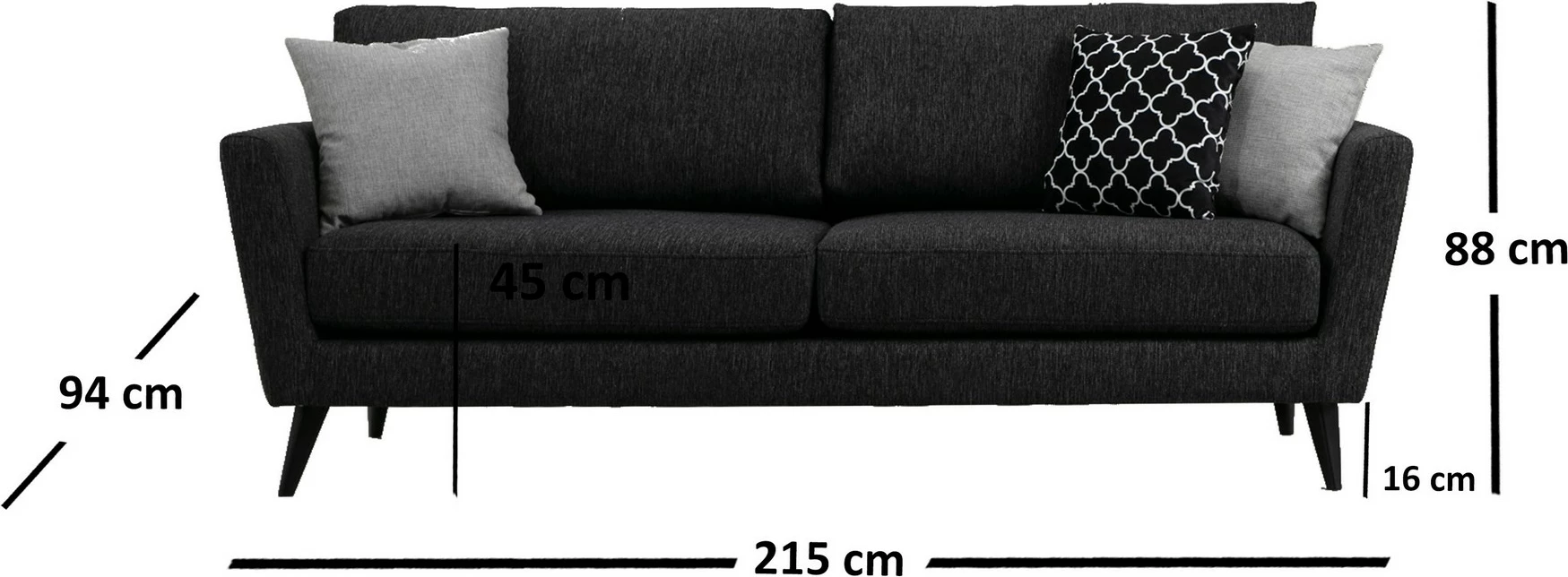 Divan treshe Mayorka, ngjyrë gri e errët