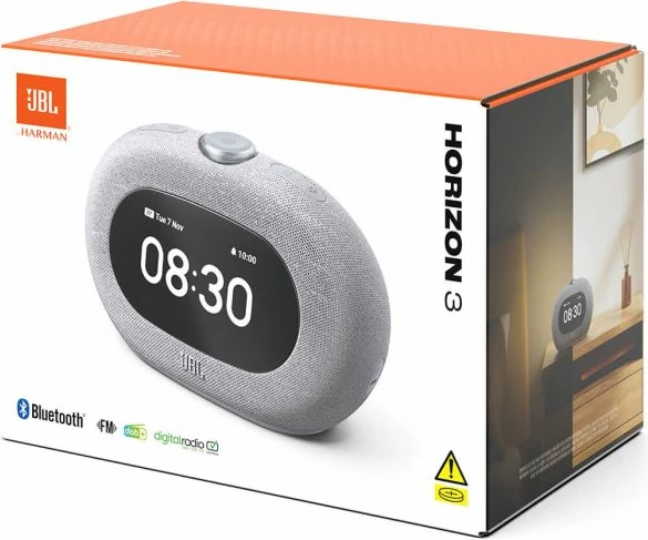 Altoparlant JBL Horizon 3, radio alarm me DAB+/FM, Bluetooth 5.3, USB-C, 2x5W, gri