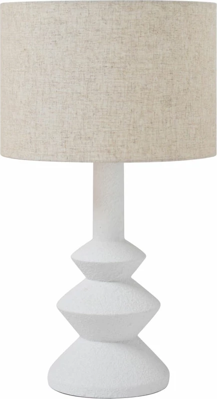 Llambë tavoline SEB, fibërclay, liri, e bardhë/bezhë, 19x19x62cm