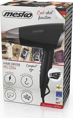 Tharëse flokësh Mesko MS2264 1400W e zezë me krom