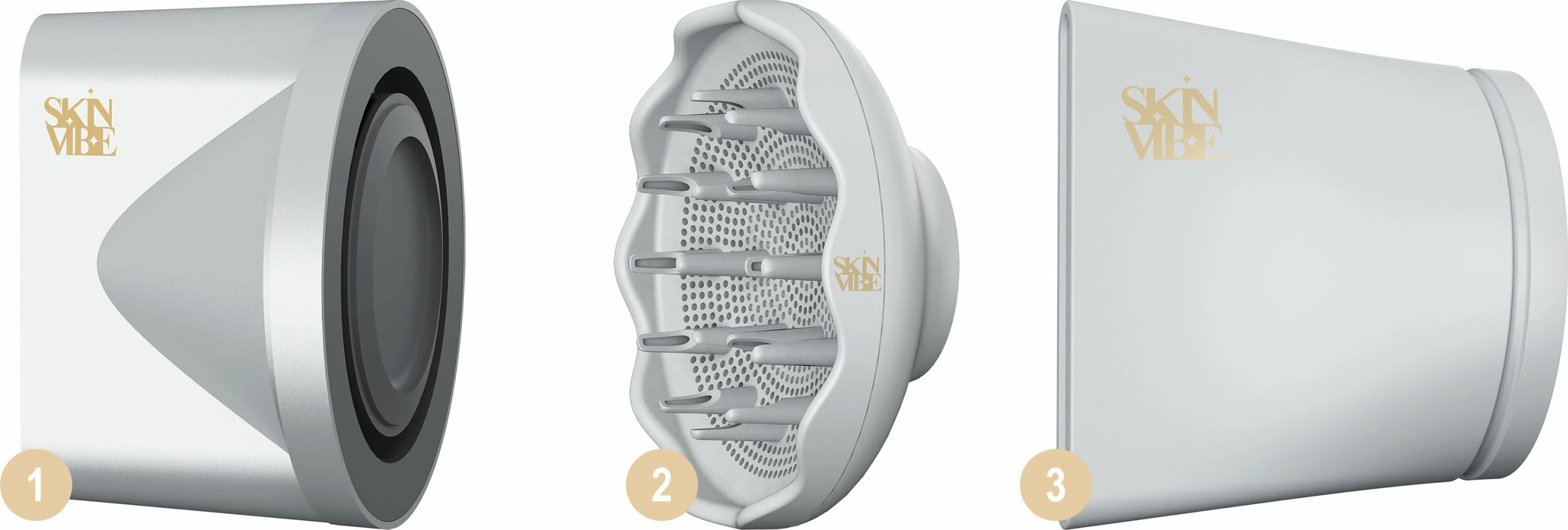 Tharëse flokësh SkinVibe Aurea Family X Plasma SV-001SL 1600W me plazmë, ionizim dhe difuzor, gri metalike, set 3 gryka