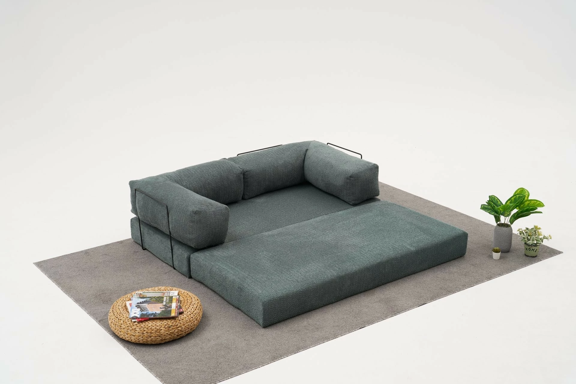 Këndare Comfort Mini, stof 100% chenille, ngjyrë e gjelbër, 190x95x75cm - 4