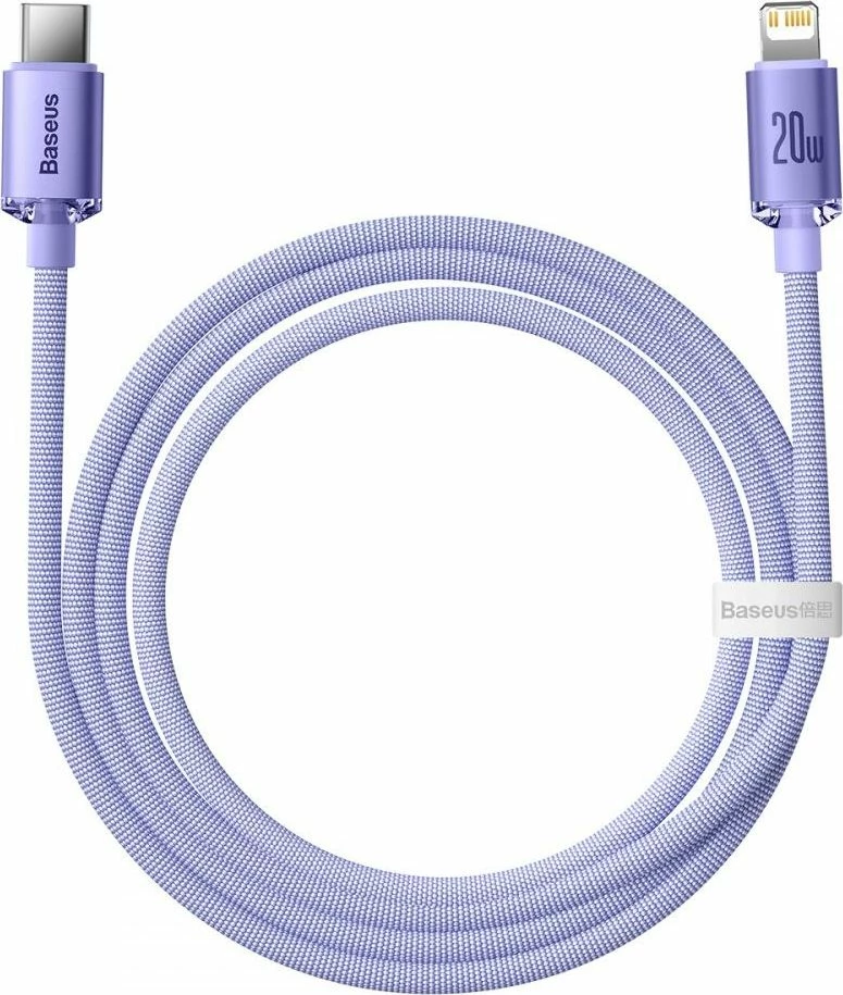 Kabllo USB-C në Lightning Baseus Crystal Shine 1.2 m 2.4A USB 2.0, vjollcë, 1 copë