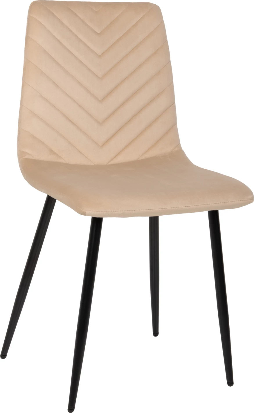 Karrige ngrënieje LATRELL FH8587.05, kadife ecru & këmbë metalike të zeza, 43x54x88H cm., set prej 4 copë