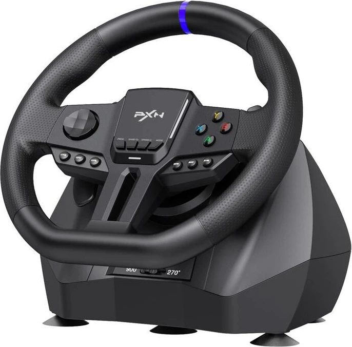 Timon gaming PXN V900 Gen2 me pedale, për PC/PS3/PS4/XBOX ONE/SWITCH, i zi