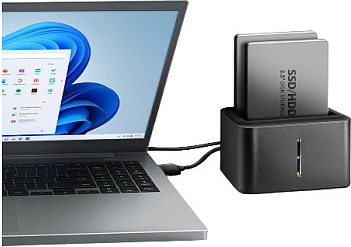 Dock station Axagon ADSA-D25, klonim dual 2.5" SATA SSD/HDD, USB 3.2 Gen 1, zezë/hirtë