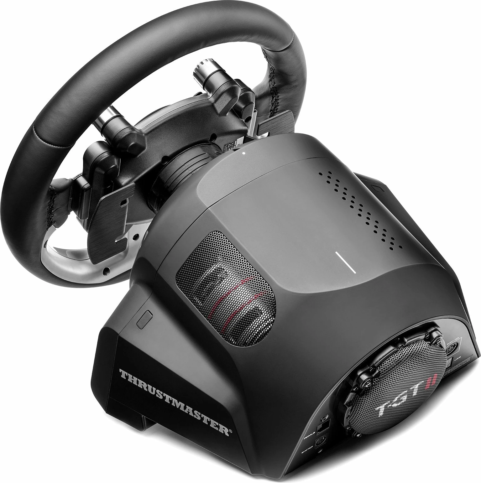 Timon garash Thrustmaster T-GT II, GT Wheel + Base, për PS5/PS4/PC, Force Feedback 40W, USB/Bluetooth, pack pa pedale, i zi