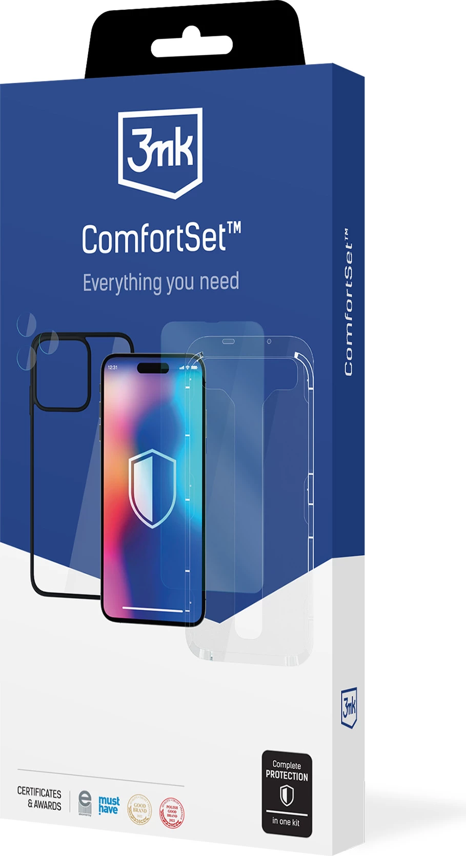 Mbështjellës 3mk Protection Comfort Set 4in1 për iPhone 15 Pro Max, Set me xham mbrojtës dhe mbrojtje lente
